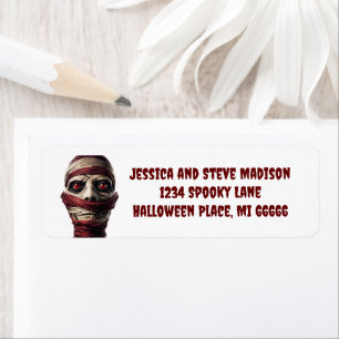 Etiqueta Spooky Mummy Halloween Ghoul Zombie Endereço de Re