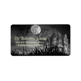 Etiqueta Spooky Vintage Halloween Casa Assombrada