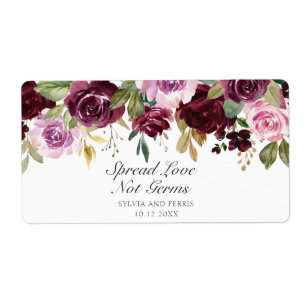 Etiqueta Spread Love Not Germs Plum Floral Wedch Favor