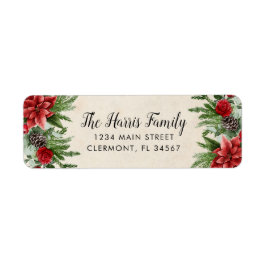 Etiqueta Spruce Pinecone e Poinsettia