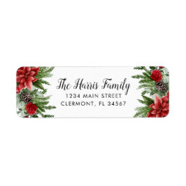 Etiqueta Spruce Pinecone e Poinsettia