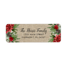 Spruce Pinecone e Poinsettia em Burlap