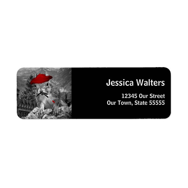 Etiqueta Squirrel Lover Funny Artist Address (Frente)