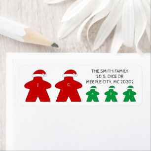 Etiqueta Sr. e Sra. Claus e 3 Elves Red e Green Xmas