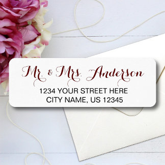 Etiqueta Sr. e Sra. Elegant Script Wedding Name Endereço