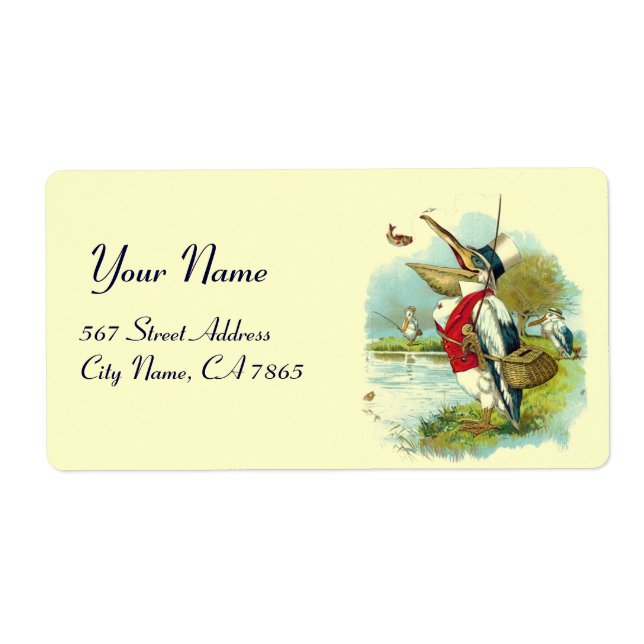 Etiqueta SR. PELICAN FISHING,creme (Frente)