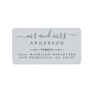 Etiqueta Sr. Script Pastel Blue Wedding Endereço de Regress