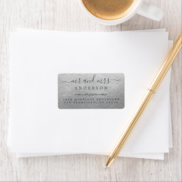Etiqueta Sr. Script Silver Endereço de Regresso de Casament