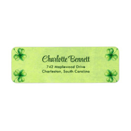 Etiqueta St. Patrick’s Day Watercolor Shamrock on green