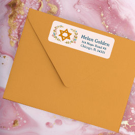 Etiqueta Star of David Floral Jewish Return Address