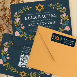Etiqueta Star of David Floral Jewish Return Address