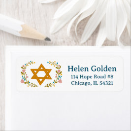 Etiqueta Star of David Floral Jewish Return Address