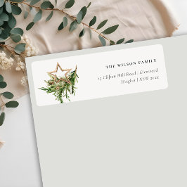 Etiqueta Star Ornament Pine Fauna Feliz Natal