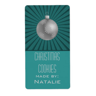Etiqueta Starburst Stripes Ornament Labs, Teal