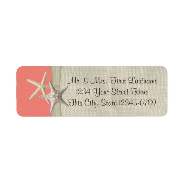 Etiqueta Starfish Beach Coral (Frente)