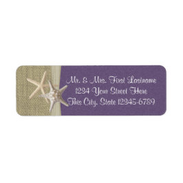 Etiqueta Starfish Beach e Burlap Purple