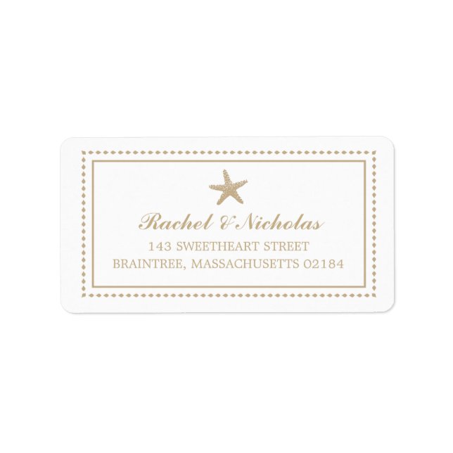 Etiqueta Starfish Dourado Tan Graceful | Endereço para corr (Frente)