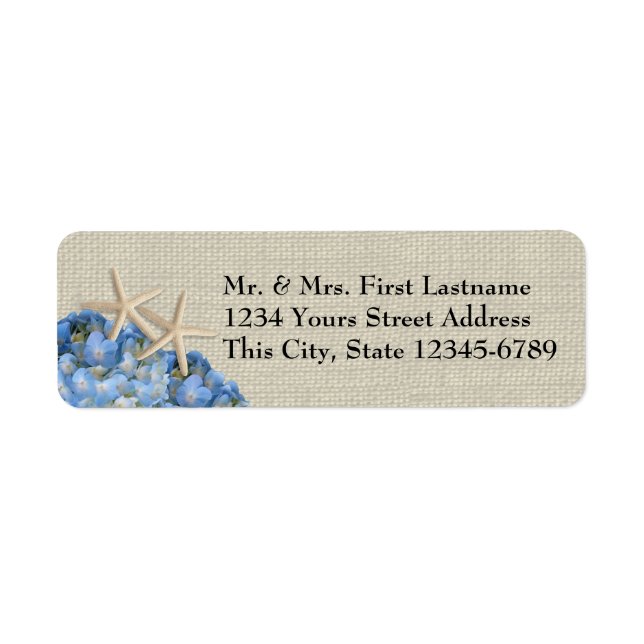 Etiqueta Starfish e Hydrangeas (Frente)