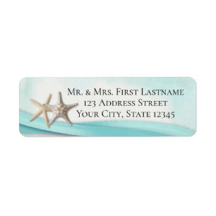 Etiqueta Starfish e Turquoise Ribbon