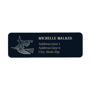 Etiqueta Starry Flying Witch Vintage Dark Blue Return