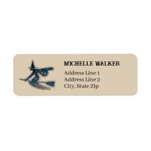 Etiqueta Starry Flying Witch Vintage Tan Return Address