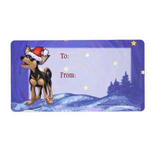 Etiqueta Starry Night Festivo Chihuahua em Santa Hat