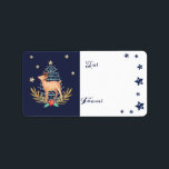 Etiqueta Starry Night Merry Christmas Tree Reindeer<br><div class="desc">Celebre a época mágica e festiva de feriado com as etiquetas de presentes de adesivos de férias. A design apresenta nossas próprias renas brancas, impressas à mão, árvore de Natal e verde de Natal que é criado em um design. Estrelado brilhando estrelas douradas falsas brilham contra um céu marinho azul...</div>