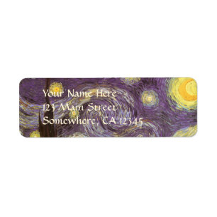 Etiqueta Starry Night por Vincent van Gogh, Vintage Fine Ar
