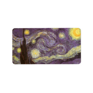 Etiqueta Starry Night por Vincent van Gogh, Vintage Fine Ar