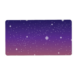 Etiqueta Starry Sunset Sky roxo e Dourado