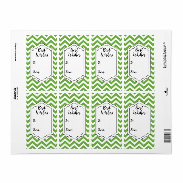 Etiqueta Sticker primavera Verde & White Chevron (Folha completa)
