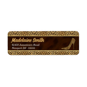 Etiqueta Stiletto Heels Cheetah Print Return Address