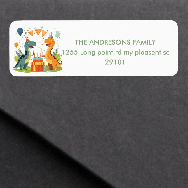 Etiqueta "Stomp On Over Dinosaur Festa de aniversário (Criador carregado)