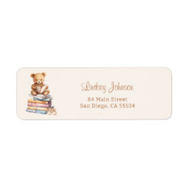 Etiqueta Storybook Teddy Bear Baby Shower Return Address