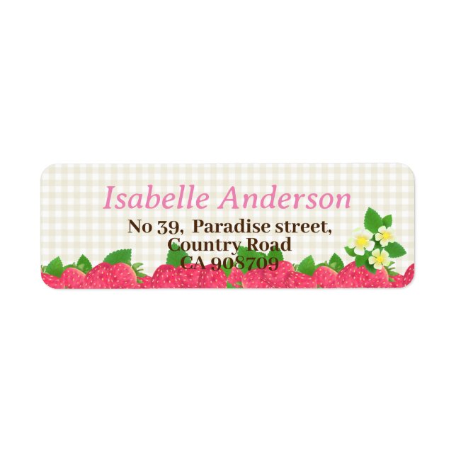 Etiqueta Strawberry Green Gingham (Frente)