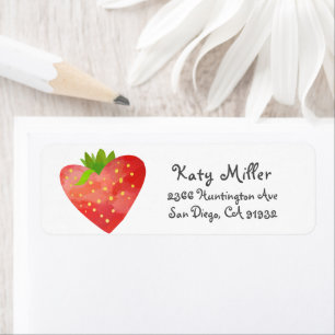 Etiqueta Strawberry Heart Girls Address Label
