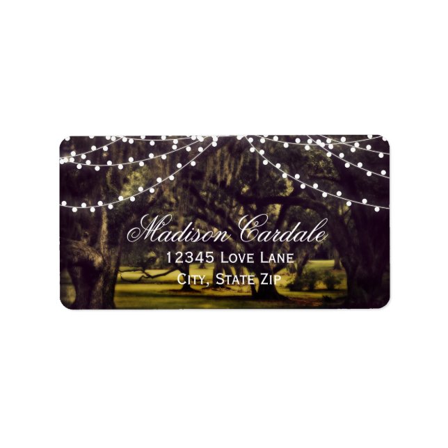 Etiqueta String of Lights Rustic Oak Tree Address Labels (Frente)