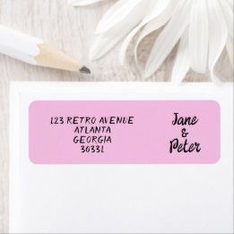 Etiqueta Striped Pink and Red Wedding Return Address Labels