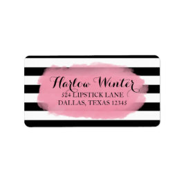 Etiqueta Stripes Chic | Cor-de-rosa-branco preto