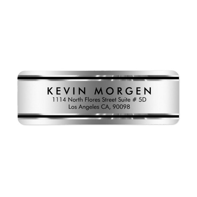 Etiqueta Stripes de Cinzas Prateadas Pretas e Brilhantes (Frente)