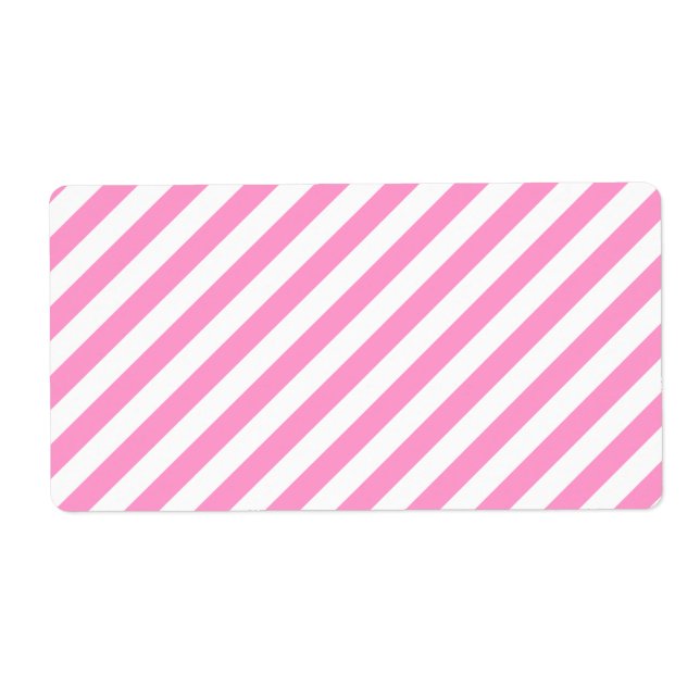 Etiqueta Stripes de doce rosa e branco. (Frente)