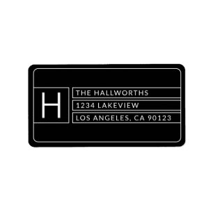 Etiqueta Stylish Unique Modern Geometric   Black & White