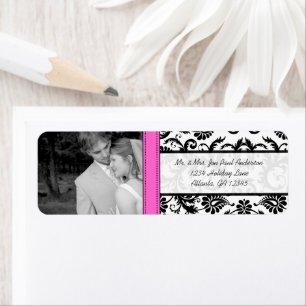 Etiqueta Sua Foto Vintage Pink Damask