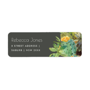 ETIQUETA SUCCULENT CACTUS FLORAL GARDEN WATERCOLOR ADDRESS