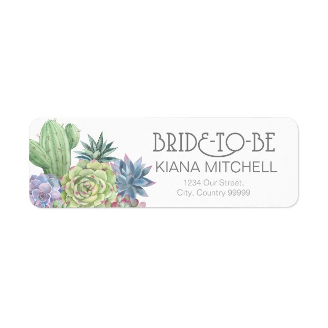Etiqueta Succulents and Sparkle Bride-to-Be Wedding ID515 (Frente)
