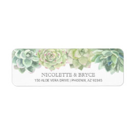 Etiqueta Succulents Botanical Green Wedding Return Address