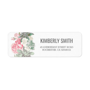 Etiqueta Succulents e casamento floral do rosa
