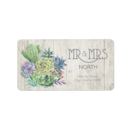 Etiqueta Succulents e Rustic Wood Wedding Sr. & Sra. ID515