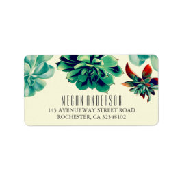 Etiqueta Succulents Floral Elegante Casamento Teal