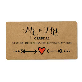 Etiqueta Suecas e setas cor-de-rosa Rustic - Sr. & Sra.
